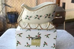 Mikasa Ribbon Holly Ceramic Centerpiece Sleigh FK017/702 Euc. Fixed Price $15.97.