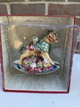 Fitz & Floyd Large Glass-blown Rocking Horse Christmas Ornament W/box. Fixed Price $18.00.