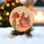 Stony Creek Snowman Mom Baby Christmas 7" Tall Pre-lit Glass Ball Birds Tag Box. Fixed Price $19.87.