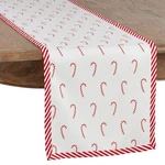 Saro Lifestyle Peppermint Design Candy Cane Print Table Runner, 16" X 72", Red. Fixed Price $29.99.