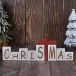 Ovootok Christmas Wooden Block Signs, Double-sided Farmhouse Table Sign,.... Fixed Price $16.99.