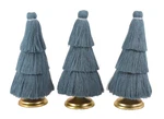 New Jungalow Opalhouse Tassle Christmas Trees Of 3 Blue Fiber Art Boho 8.5". Fixed Price $15.00.