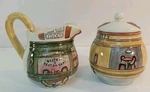 Sakura Hand Painted Earthenware Sugar & Creamer Paris Bistro Set. Fixed Price $14.99.