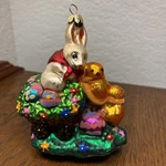 Christopher Radko Blown Glass Ornament Wagon Ears Rabbit Easter Bunny Chicks. Fixed Price $34.99.