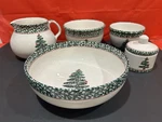 Set Of Furio Christmas Serving Bowls 10" 7" 6" + Pitcher And Surger. Fixed Price $110.00.