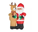 Home Accents Holiday 8FT Animated Santa And Reindeer Inchcheersinch Christmas. Fixed Price $202.99.
