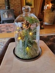 Charming/decorative Light Up Holiday/winter Display -glass Bell W/pine CONES-13A. Fixed Price $25.00.