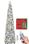 Hmasyo 6 Ft Pop Up Christmas Tree With 100 Led Lights & Remote, Silver. Fixed Price $61.38.