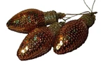 Set Of 3 Greenbriar Int. Christmas Ornaments Light Bulbs W/ Gold Sequins *euc. Fixed Price $9.99.