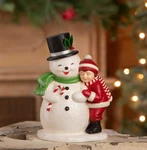 6.75" Bethany Lowe Child Hugging Glitter Snowman Christmas Figure Decor. Fixed Price $89.95.
