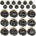 48 Pcs Wooden Christmas Hanging Ornaments Hemp Rope Tree Chris.... Fixed Price $23.60.