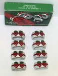 Christmas Napkin Rings Ribbon And Holly Porcelain Holders 1986 Mount Clemens. Fixed Price $13.00.