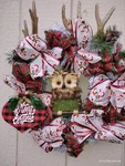 24" Christmas Wreath Door Hanging With Ornaments, Pinecones, Berries, Owl. #7. Fixed Price $22.95.