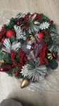 Barton 35" Christmas Hanging Garland Wreath Ornaments Leaf Bow Ribbon Door. Fixed Price $49.65.