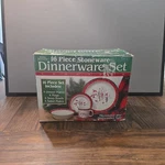Vtg Royal Seasons Holiday Snowman Stoneware 16PC Complete Dinnerware Set. Fixed Price $49.99.