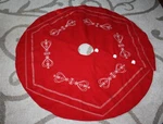 White Embroidered Scrolled Hearts Large Christmas Tree Skirt 47". Fixed Price $18.99.