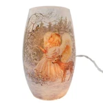 Stony Creek Decorative Lighted Glass Xmas Angel Deer Chickadees 5" Vase DGA1204. Fixed Price $34.42.