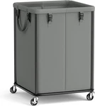 Songmics Laundry Basket With Wheels, Rolling Hamper Steel Frame,. Fixed Price $48.99.