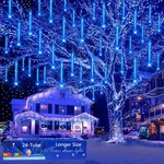 Aokudoni Outdoor Christmas 24-TUBE Meteor Shower Lights 576 Led Snow Falling Ici. Fixed Price $43.72.
