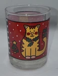 Vintage Anchor Hocking Red Holiday Christmas Cat Shot Glass Candle Holder. Fixed Price $6.99.