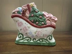 Pfaltzgraff Tea Rose Pattern, Christmas Napkin Holder, Santa' Sleigh, Toys. Fixed Price $39.50.
