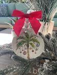 Coastal Scallop Shell Christmas Ornament Beach Decor Palm Tree With Diamond Dust. Fixed Price $17.00.
