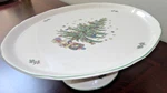 Nikko Happy Holidays Christmas Tree Footed Cake Stand 10 3/4" Japan. Fixed Price $31.99.