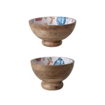 Creative Co-op Mango Wood Footed Bowls With Seasonal Pattern, Multicolor, Set Of. Fixed Price $44.49.