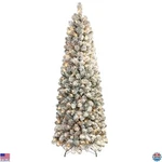 Shareconn 7.5FT Snow Flocked Slim Pencil Christmas Tree With Prelit Warm White. Fixed Price $209.98.