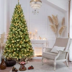 7FT Pvc Christmas Tree W/400 Ul Lights, Metal Stand Artificial Holiday Xmas. Fixed Price $175.00.