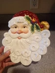 Fitz & Floyd Ceramic Christmas Santa Face Holly Dish Plate Tray. Fixed Price $10.90.