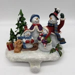 Festive Snowman Family Holiday Decor Stocking Holder Resin. Fixed Price $15.99.