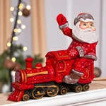 Hand Carved Wooden Santa On Red Train Painted Christmas Decor. Fixed Price $149.99.