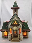 Kurt Adler Snowtown Country Chapel Light Up Christmas Village. Fixed Price $49.50.