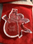 Baccarat France Crystal Annual 1998 Noel Christmas Ornament Snowman & Angel. Fixed Price $49.99.