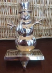 December Home Christmas / Holiday Silver Snowman Stocking Holder-new-ship 24 Hrs. Fixed Price $59.40.