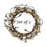 New Primitive Berry Candle Rings Brown Green Beige 2PCS Rustic 3.5" Farmhouse. Fixed Price $6.55.