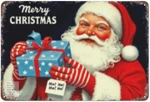 Santa Claus Vintage Christmas Metal Tin Wall Sign Rustic Decor 8X12 Inches. Fixed Price $12.60.