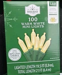 Holiday Time 100 Warm White Mini Led Lights With Green Wire Indoor/outdoor. Fixed Price $12.95.