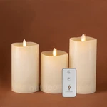 Luminara Led Flameless Wax Pillar Candles With Remote Moving Wick Ivory Set Of 3. Fixed Price $57.99.