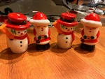 Set Of Four 3-INCH Christmas Candle Santas Snowman Vintage Unused Box. Fixed Price $20.00.