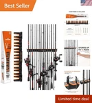 Durable Wall-mounted Fishing Rack Holds 15 Rods With Innovative Design. Fixed Price $33.99.