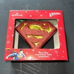 Hallmark Dc Comic Superman Logo Glass Christmas Ornament Nib. Fixed Price $7.48.