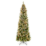 Best Choice Products Pre-lit Partially Flocked Spruce Pencil Tree Berries Pine. Fixed Price $99.99.