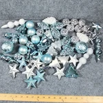Ice Blue Silver Christmas Holiday Ornament Set Star Pinecone Ball Shatterproof. Fixed Price $18.19.