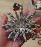 4.5" Sparkle Platinum Spiky Dimensional Snowflake Christmas Ornament. Fixed Price $8.00.