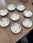 Vintage Spode England Christmas Tree 5-5/8" Saucer Green Rim S3324-SET Of. Fixed Price $24.50.
