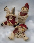Blue Sky Skating Trio Tea Light Holder Set Heather Goldmine Christmas 3PC. Fixed Price $34.99.