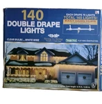 Christmas Double Drape 140 Lights Clear Bulbs White Wire Tangle Free. Fixed Price $11.05.