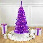 Pre-lit Medium Artificial Pine Christmas Tree 4' Purple Clear Lights. Fixed Price $84.49.